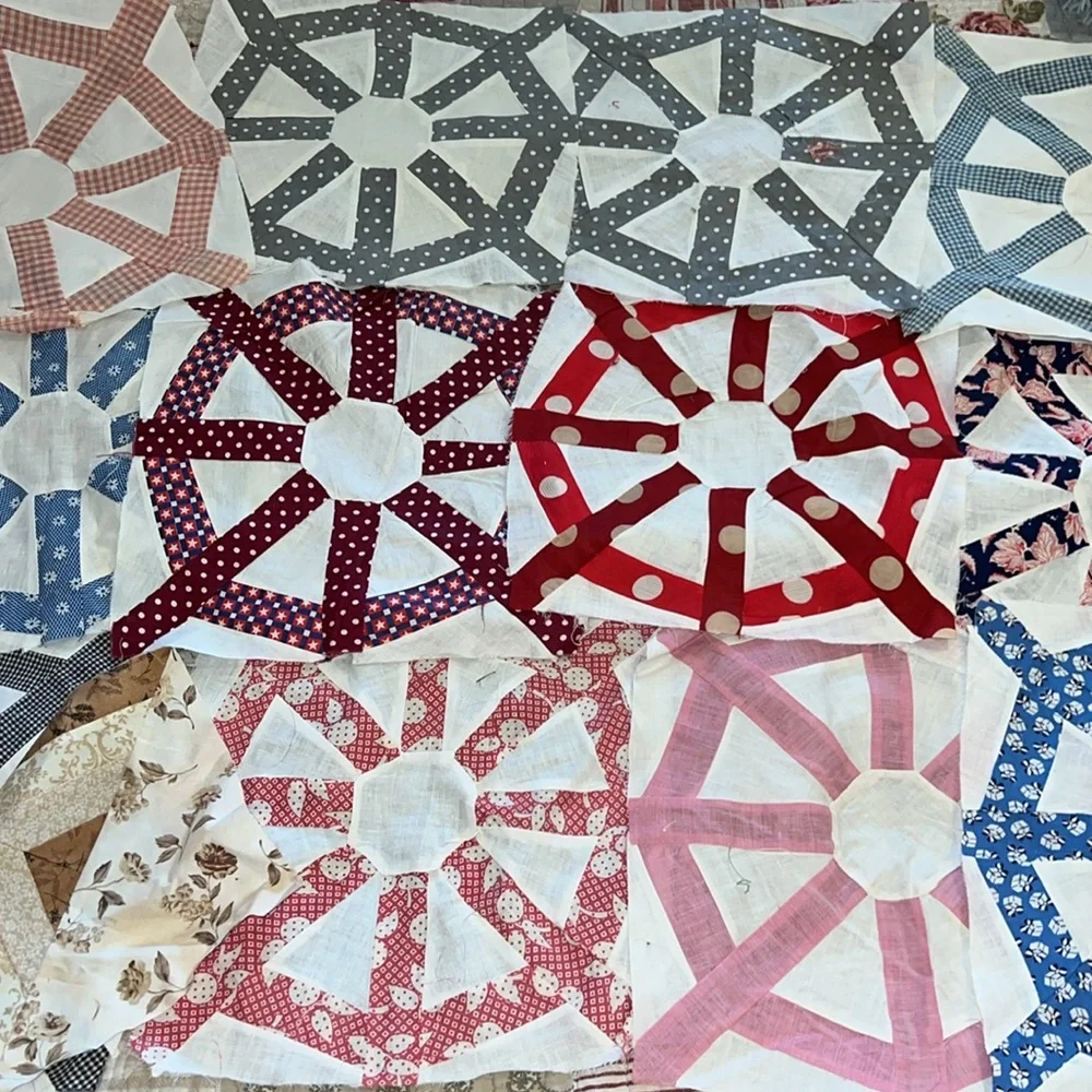 Lot 12 Vintage quilt squares patchwork handmade 12”